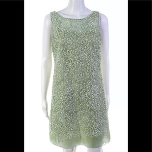 PRADA Dress Eyelet Sheath Embroidered Green Dress